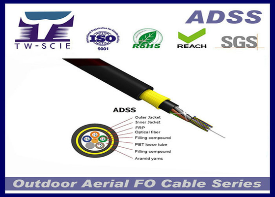 Double Jacket Multi Core G657A2 ADSS Loose Tube Fiber Optic Cable With Excellent AT Performance