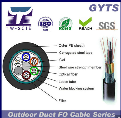 GYTS Steel Armored with PE sheath Fiber Optic Cable For Duct And Aerial with loose tube