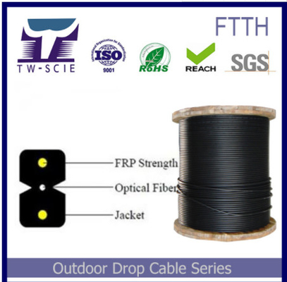 Self Supporting FTTH Fiber Cable Steel Or FRP Strength Member 3.1*2.0mm Dimension