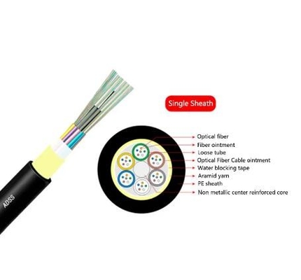 Outdoor Aireal Single Mode SM Fiber Optic Cable 12 24 Core ADSS Non Metallic SM Aerial Fiber Cable