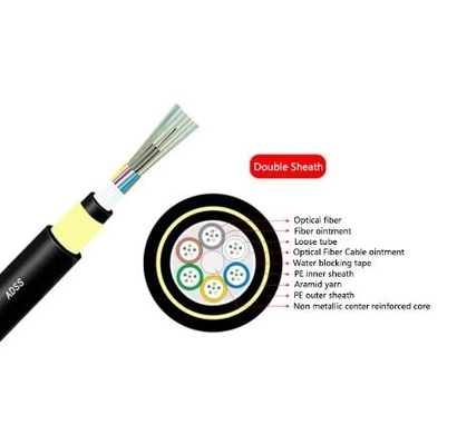 Outdoor Aireal Single Mode SM Fiber Optic Cable 12 24 Core ADSS Non Metallic SM Aerial Fiber Cable