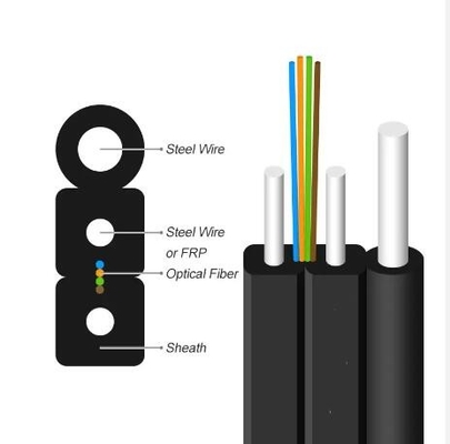 Self-Supporting FTTH Drop Cable 1 Core To 4 Cores Indoor Outdoor Overhead Optical Fiber Cable