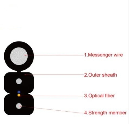 Self-Supporting FTTH Drop Cable 1 Core To 4 Cores Indoor Outdoor Overhead Optical Fiber Cable