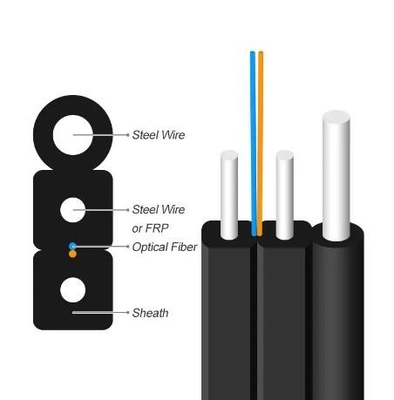 FTTH Indoor Outdoor GJYXCH Optical Fibre Optic Drop Cable FRP/Steel G657A 1 2 4 Core Single Mode LSZH Jacket Fiber Optic