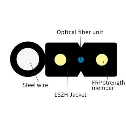 Flexible 2 6 Core G657 A1 G 657a1 Self Supporting FTTH Fiber Optic Drop Cable