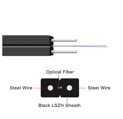 FTTH Drop Cable Wires 1 Core 2 Core Steel LSZH Fiber Optic Cable For Indoor And Outdoor