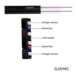 GJXH4C drop cable Indoor FTTH Drop Cable 2 Core Single Mode Fiber Optic Cable