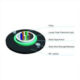 Armored Anti UV PE Jacket 2-24 Core GYXTW SM Fiber Optic Cable