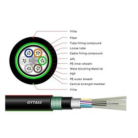 60 Cores GYTA53 Outdoor Fiber Optic Cable FRP Or Steel Wire Strength
