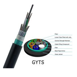 Loose Tube Stranded GYTS Outdoor Aerial  2-144 Core Armored Fiber Optic Cable Single Mode