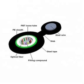 GYXTC8S HDPE black outer Sheath  Outdoor Fiber Optic Cable Uni-tube Figure 8 Shape Single Wire Messenger