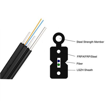 FTTH Drop Cable 1 2 4 Core LSZH Sheath Bow Type Fibre Optics In Computer Networks