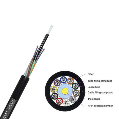 Black Aerial Single Mode GYFTY 6/12/24 Pair FRP Loose Tube Optical Fibre Cable