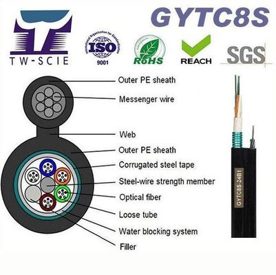 OEM 8 12 24 Core FIG8 Self Supporting Aerial Figure 8 Fiber Optic Cable(GYTC8S)