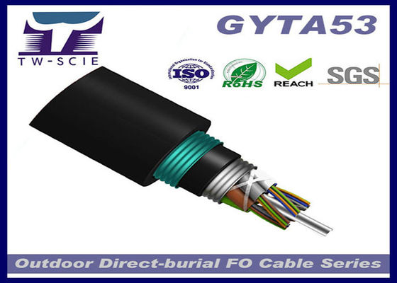 Double Black Jacket Outdoor Fiber Optic Armoured Cable Mositure Proof For Communication